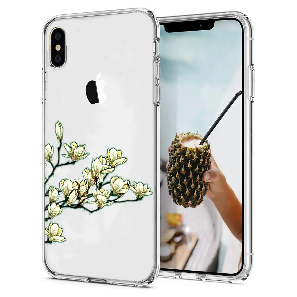 Чехол для телефона чехол iPhone X XS XR с цветком розы листья силиконовый iphone 6 S 7 8 Plus 10
