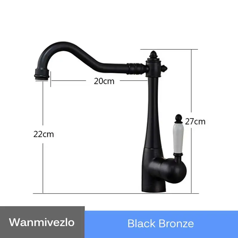 Black Bronze Смеситель для кухни на бортике поворотный носик античный медный кухонный миксер кран с керамической ручкой кухонный кран золотой кран для раковины Torneira - Цвет: Black Bronze