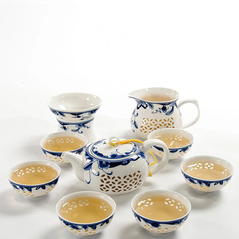 TANGPIN посуда кофе и чайные наборы, сине-белый керамический чайник Gaiwan, чайная чашка для Пуэр китайский чайный набор кунг-фу - Цвет: Style D