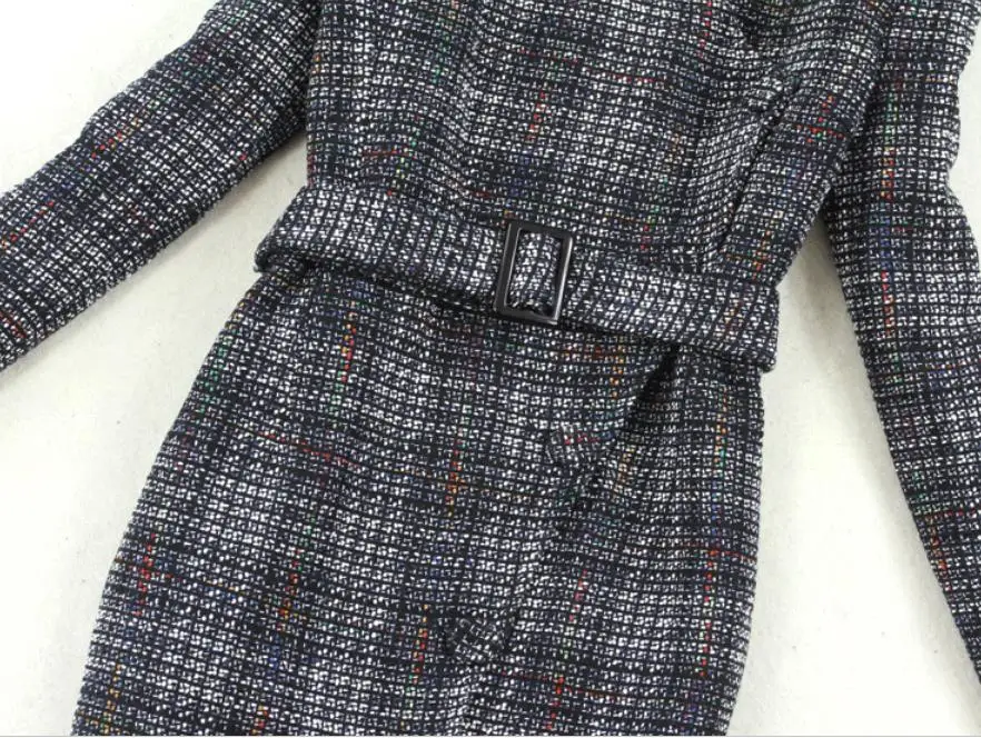 Женское шерстяное платье-карандаш с поясом и V-образным вырезом | Женская одежда