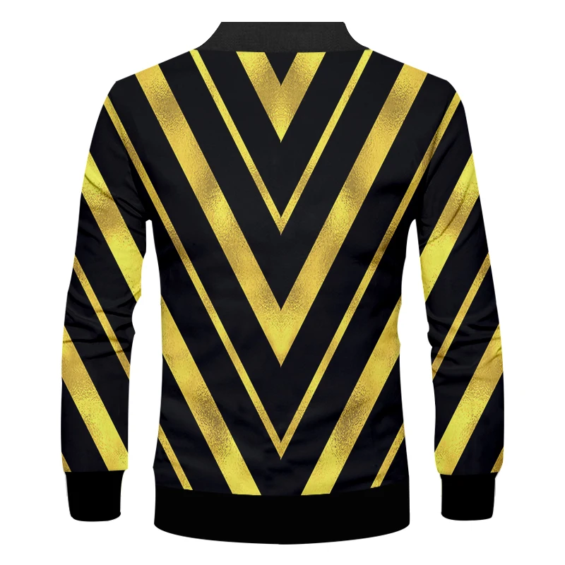 UJWI 2018 New Fashion Stripes Men's Zipper Coat 3D Big Size 6XL Printed Black Yellow Sweatshirt Man Casual Zip Jacket | Мужская