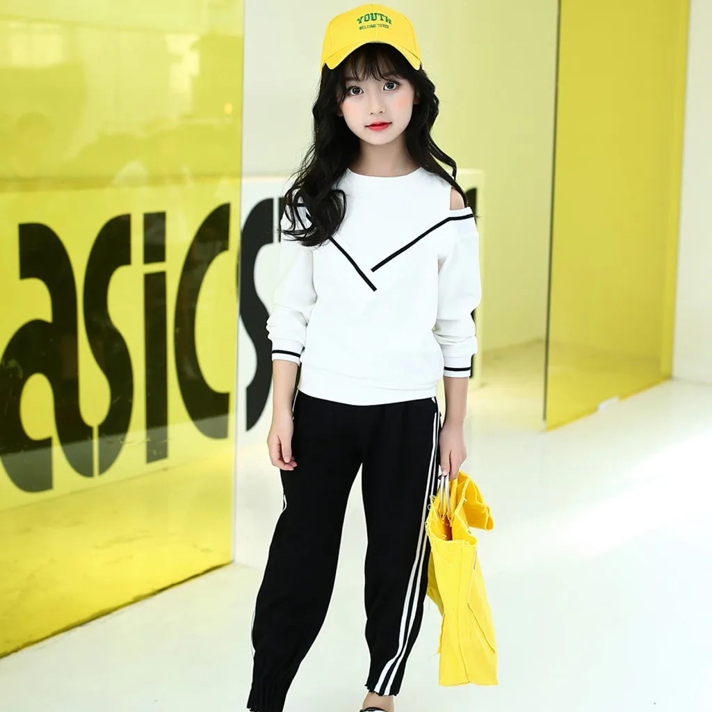 2019 комплект одежды для девочек с длинным рукавом детские спортивный костюм