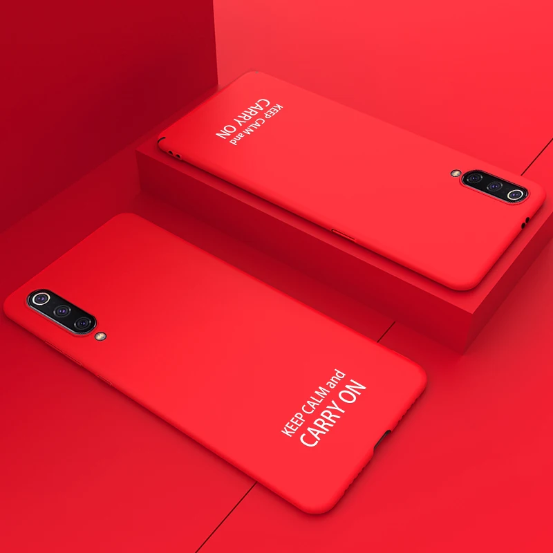 Тонкий матовый чехол ADKO ярких цветов с надписью для Xiaomi Mi 9 Жесткий Чехол из
