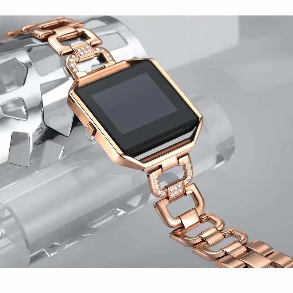 Для Fitbit Blaze Bands с рамкой из нержавеющей стали алмазные блестящие Сменные
