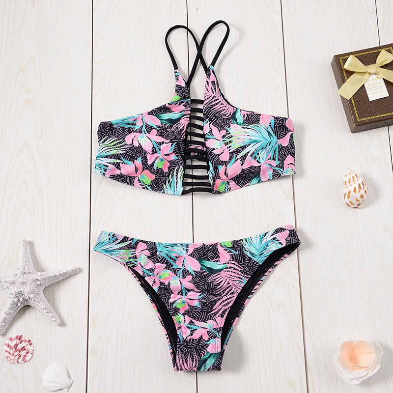 Для женщин бикини Наборы для ухода за кожей с цветочным принтом 2017 Swimsiut Холтер