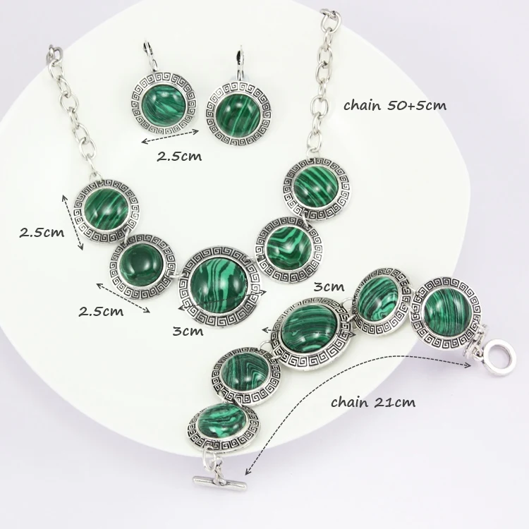 OCESRIO Ретро Винтаж ювелирные наборы зеленый малахитовый камень большой колье