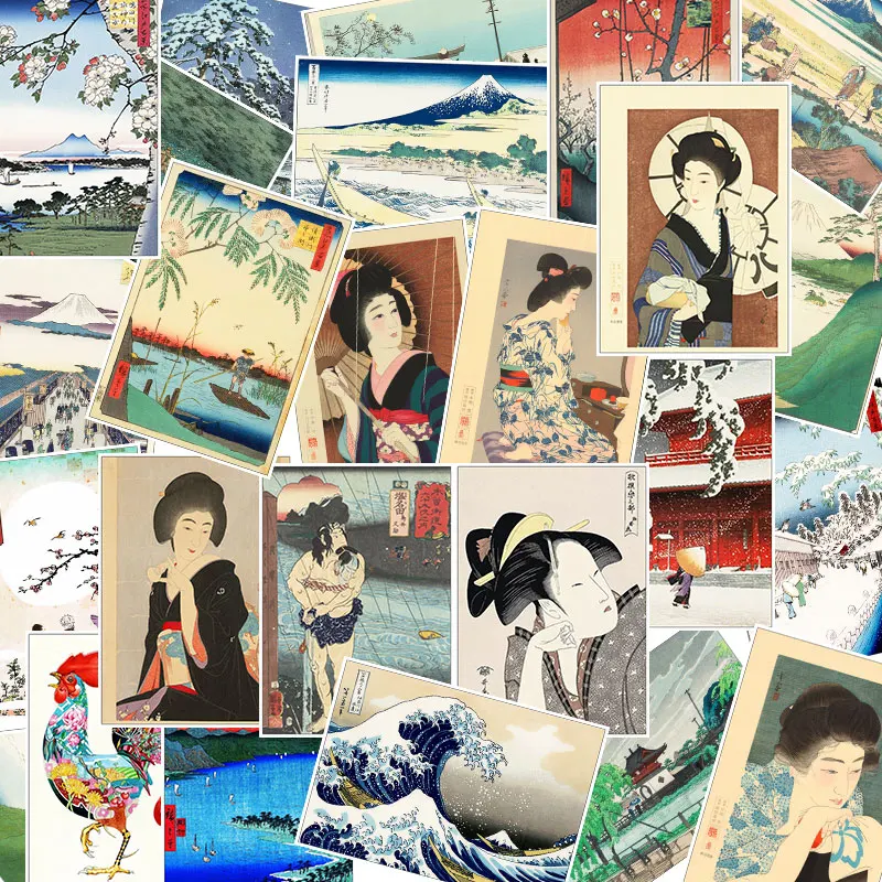 25 шт./упак. не повторять японский старый стиль-Ukiyoe наклейки для автомобиля ноутбук ПВХ велосипед домашняя наклейка DIY водостойкий игрушечные наклейки