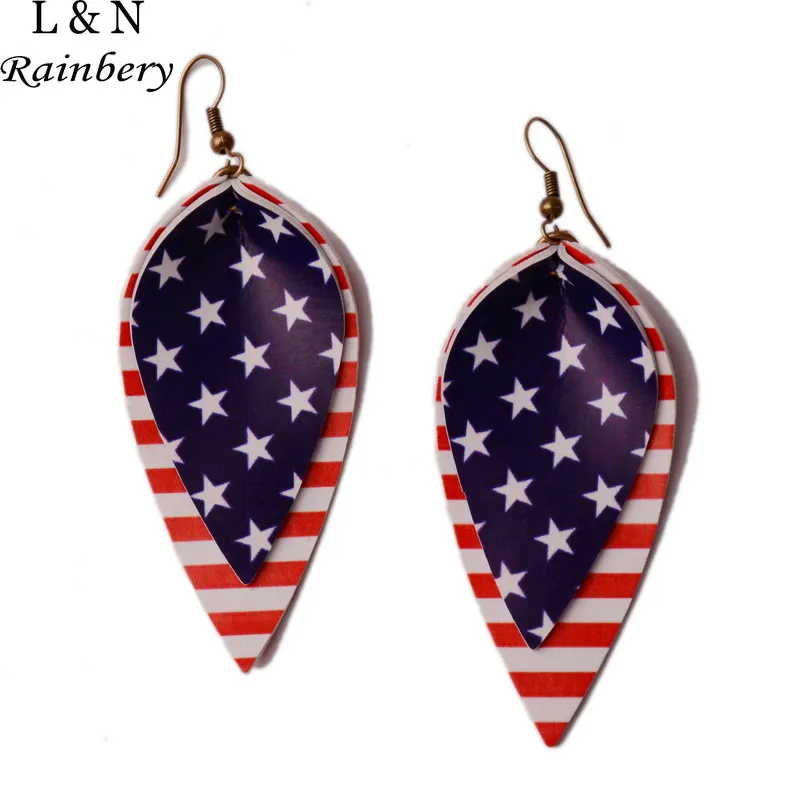 Серьги капли из искусственной кожи с американским флагом Rainbery серьги в виде