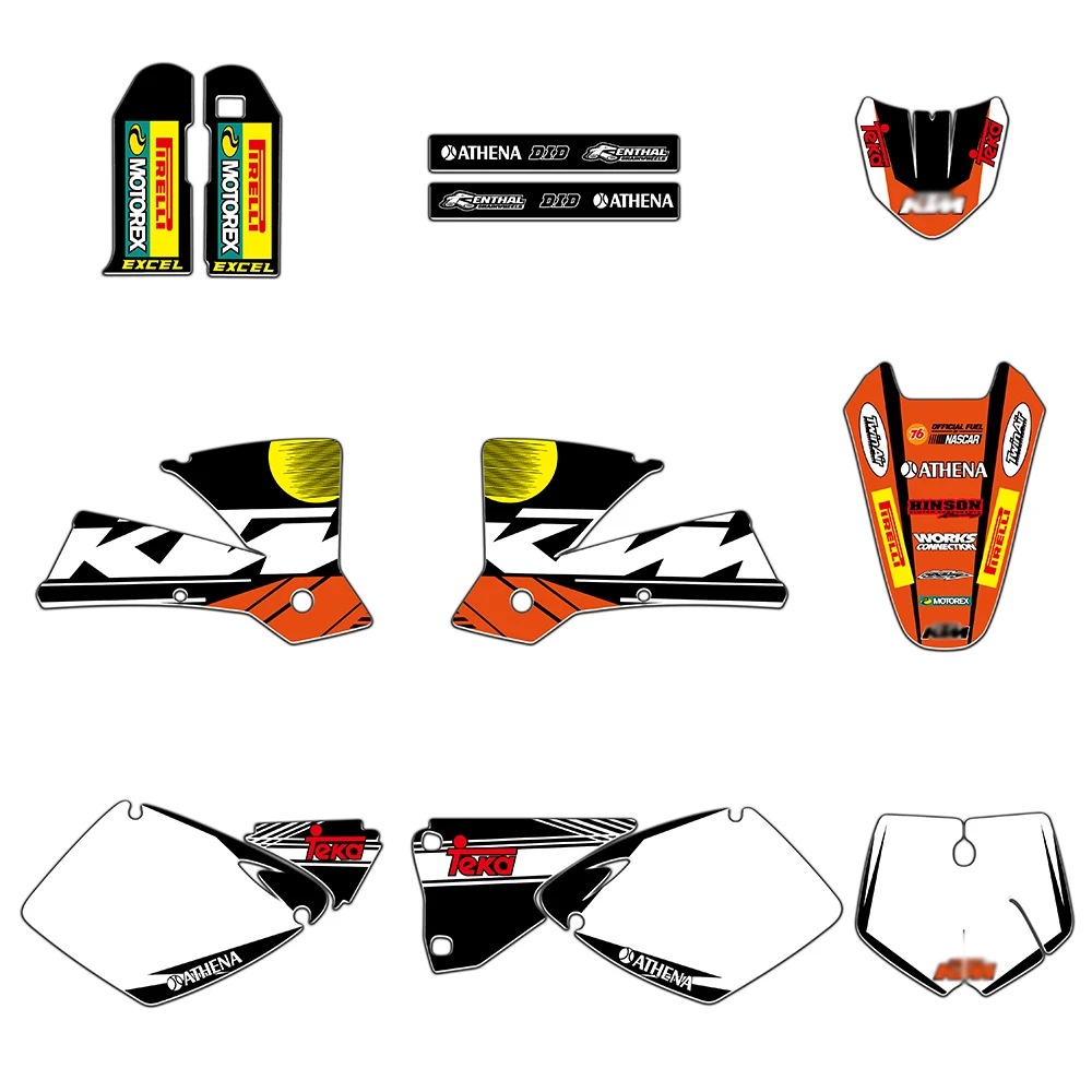 Новая команда наклейка с изображением Наклейки Deco для KTM SX 250 380 400 520 2001-2002 MXC 200 300 450 525 SX 125 2001-2003