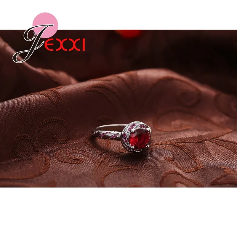 Bijoux аксессуары для пальцев женщин серебро 925 пробы Красный CZ Кристалл Камень
