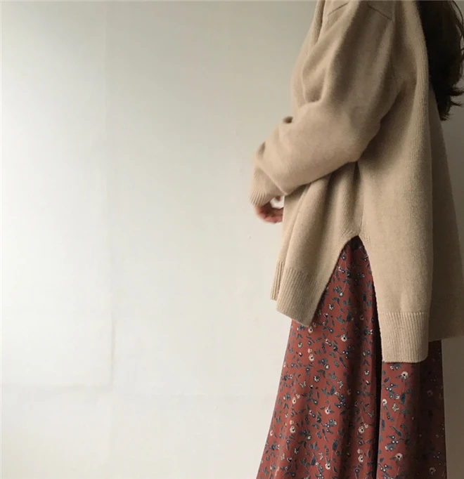 Зимние женские свитера, новинка, уличная одежда Harajuku, круглый вырез, рукав летучая мышь, теплые пуловеры, корейский стиль, женские шикарные вязаные джемперы с разрезом