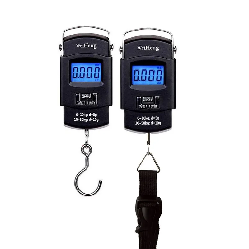 Junejour, 50 кг/10 г, ЖК-цифровые весы для багажа, портативная подсветка, крючок для подвешивания, электронные весы для рыбалки, путешествий, весы для баланса веса