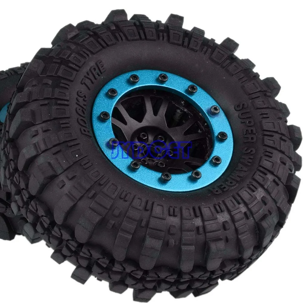

4pcs 1.9" Nylon Wheel Rim & Aluminum Beadlock Tyre 110mm For RC 1/10 Rock Crawler TRX4 SCX10