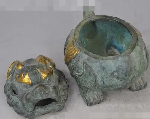 S1037 китай Буддизм Бронзовый свинка Зло foo собака Зверь лев статуя курильница