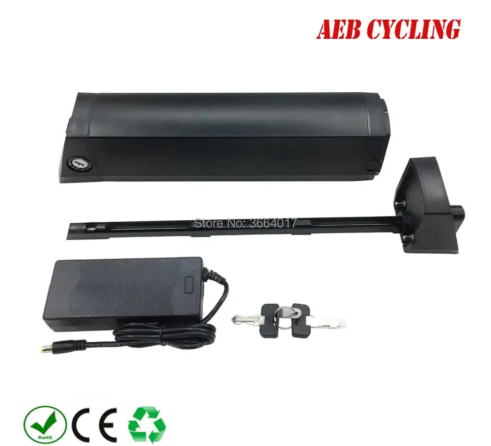 

Free shipping and taxe to EU US China Ebike Lithium ion 36V 10Ah slim down tube battery for fat tire bike city bike with charger