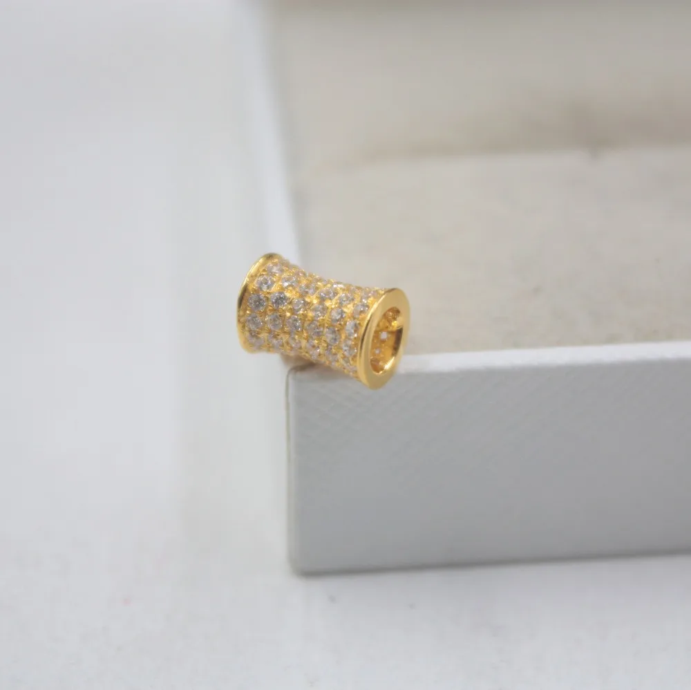 

1PCS Au750 Pure 18K Yellow Gold Pendant Zircon Bead Tube Woman's Lucky 1.3-1.5g For Women Girl