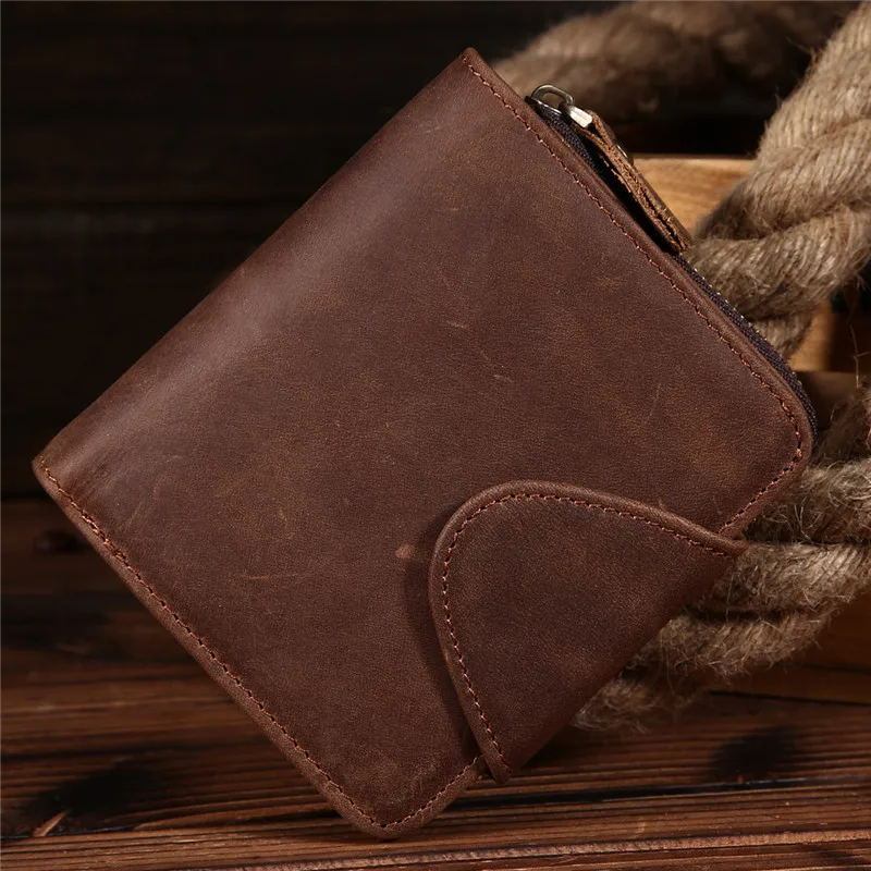 Мужской кожаный вертикальный кошелек Crazy Horse бумажник в стиле ретро 9032|Мужские