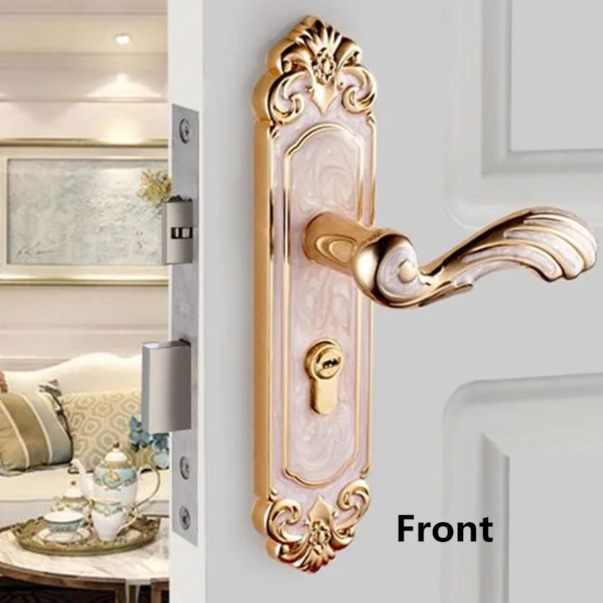 

European Fashion Interior Door Lock Bedroom Wooden Door Handle Lock Amber white Study Bathroom Kitchen Top Quality door lock
