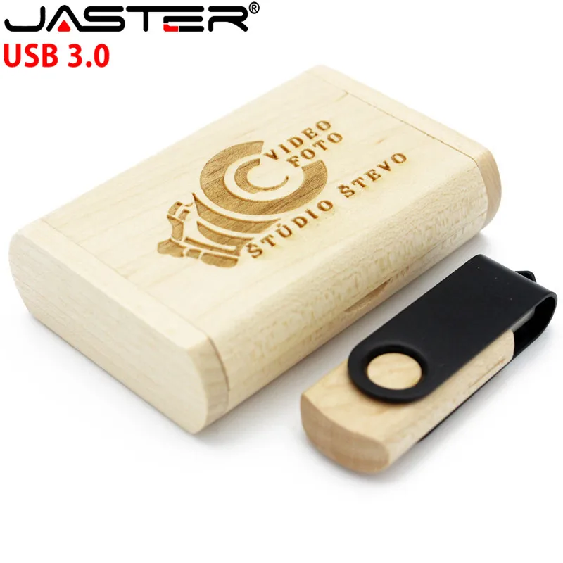 

JASTER Usb 3.0 wooden stick+metal swivel clip costom logo 4-64GB flash drive for wedding photography (over 10pcs free logo)