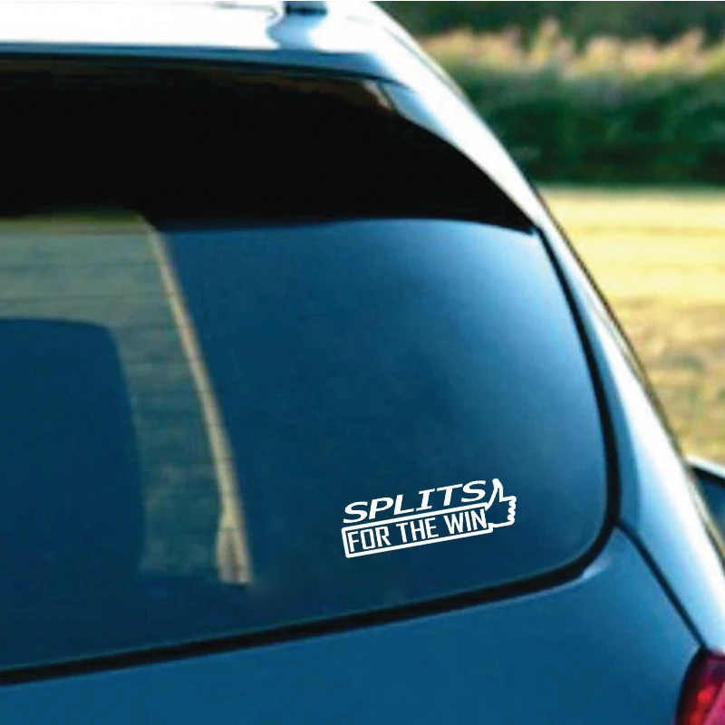 QYPF 15.5CM*4.6CM Fun English Words Splits For The Win Vinyl Decal Black Silver Car Sticker C15-2259 | Автомобили и мотоциклы