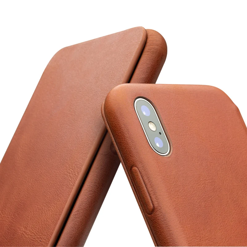 QIALINO Luxury Ultrathin Genuine Leather Case for Apple iPhone X UNBreak Flip Pure Handmade Cover 5.8 inch | Мобильные телефоны и