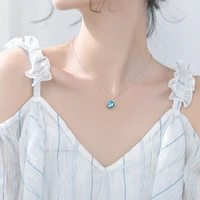 hot new fashion unique blue dream island aurora round blue crystal pendant necklace jewelry gift
