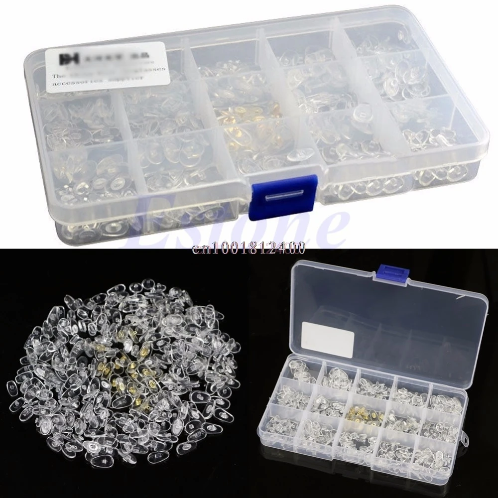 

New 300pc Silicone Eyeglass Sunglasses Spectacles Screw On Nose Pads Repair Tool