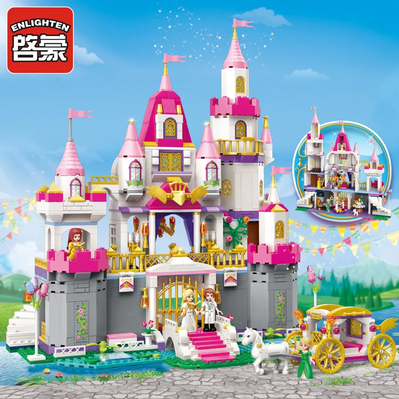 

Enlighten Building Block Girls Princess Leah Angel Castle Celebration 4 Figures 940pcs Educational Bricks Toy-No Box
