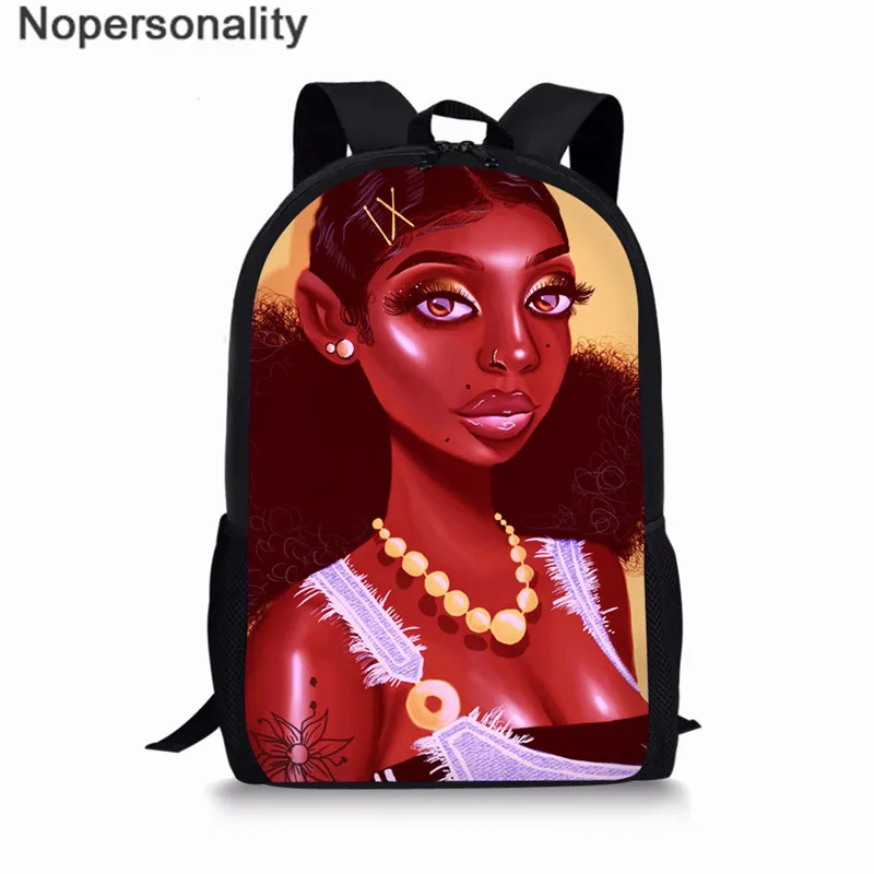 LH1053C Nopersonality Black Art Afro Girl Print African Backpack for School Teenage Girls Book Bags Toddler Schoolbag Mochila Escolar - Цвет: LH1053C