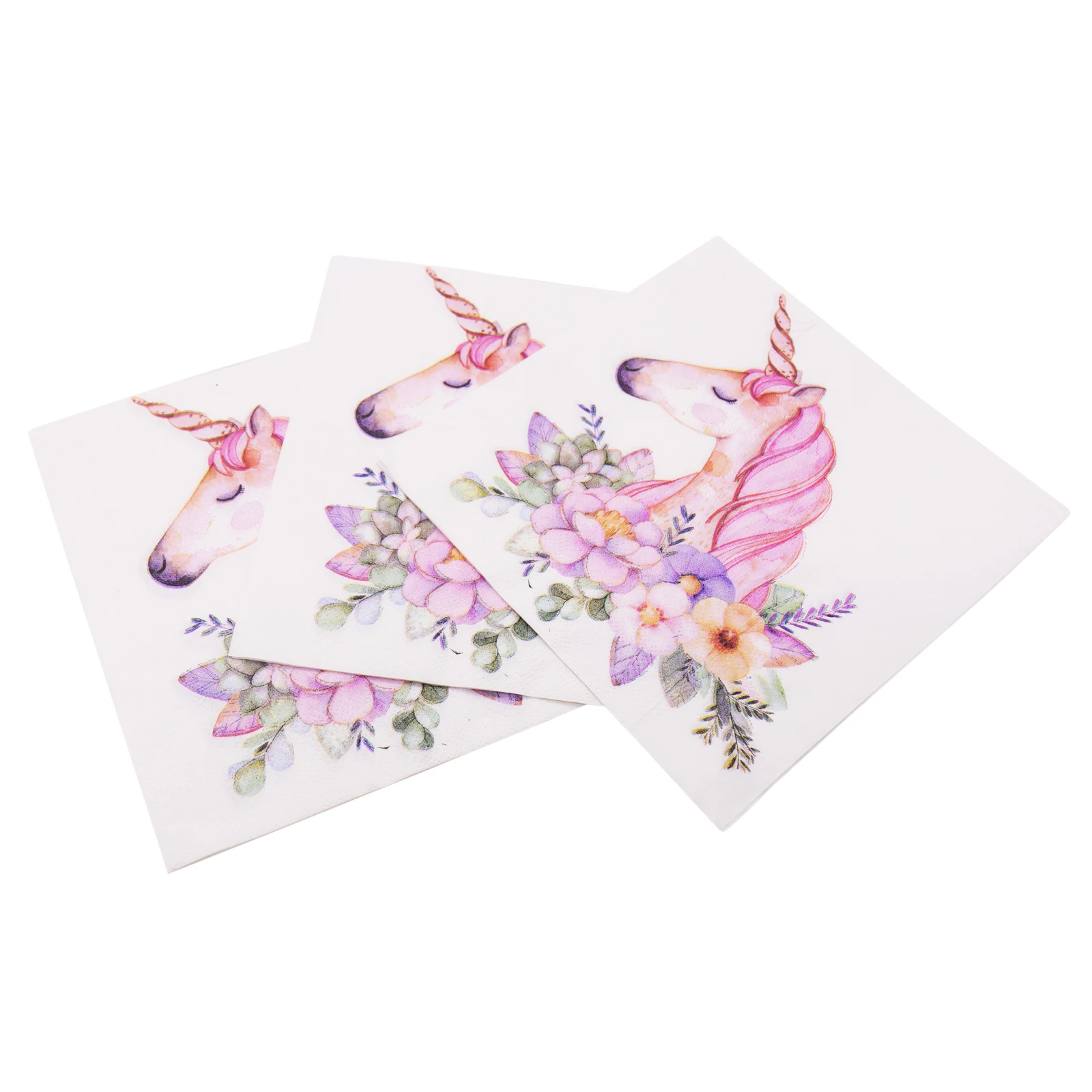 Бумажная салфетка в виде розового единорога для дня рождения романтичная