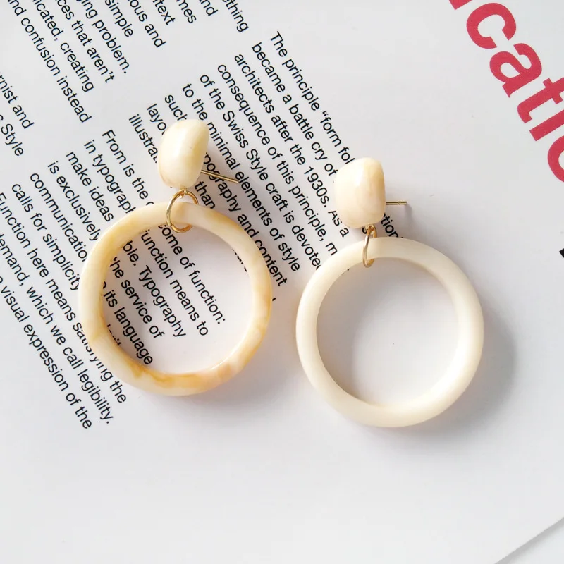 muticolored Geometry Hollowed out Circle Clip Earrings Without Piercing Women Big Round Resin Clip on Earring No Pierced Hole