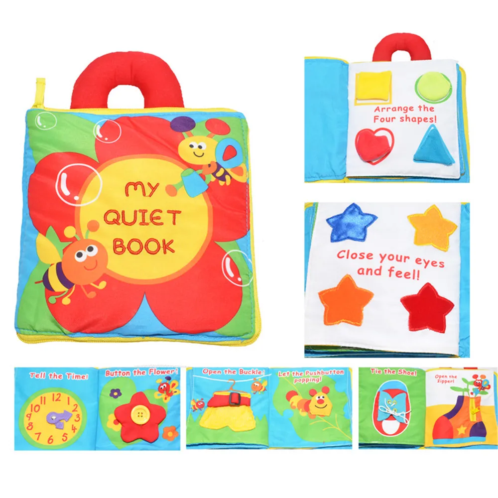 1PCS Baby Toy Soft Cloth Book Infant Early Learning&ampEducation Stroller Rattle 0-36 Months Newborn Activity |