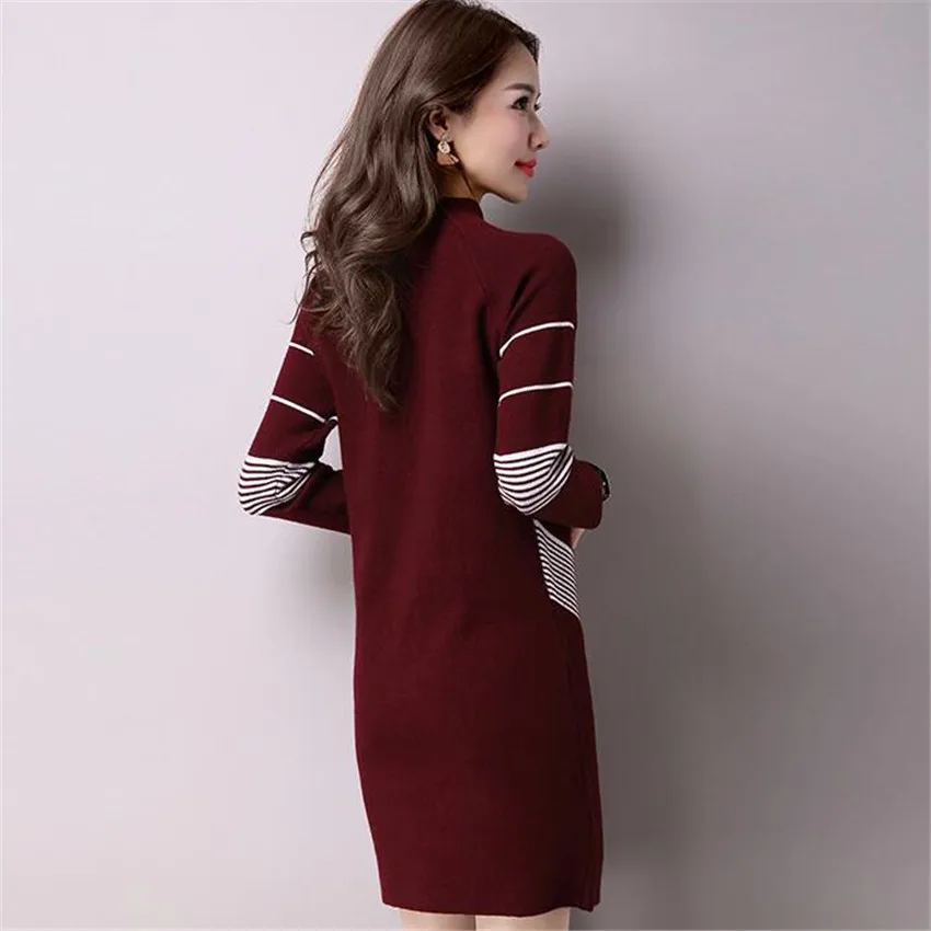 Женское трикотажное платье свитер на молнии с высоким воротником|knitted dress|sweater