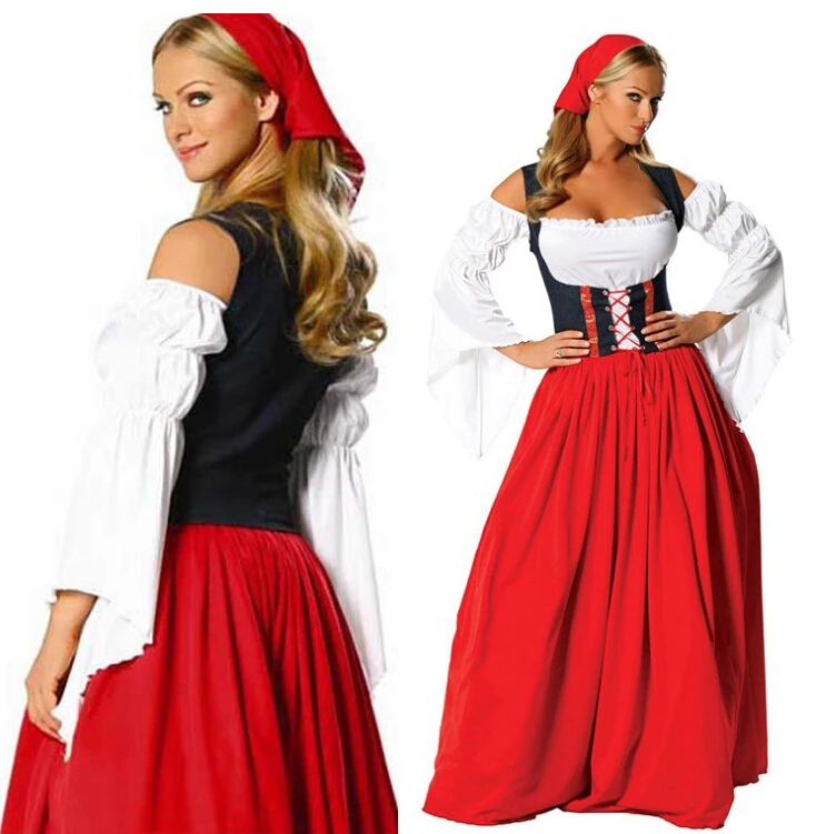 Фестиваль пива Октоберфест октября дирндль Красный горничной крестьянское юбка