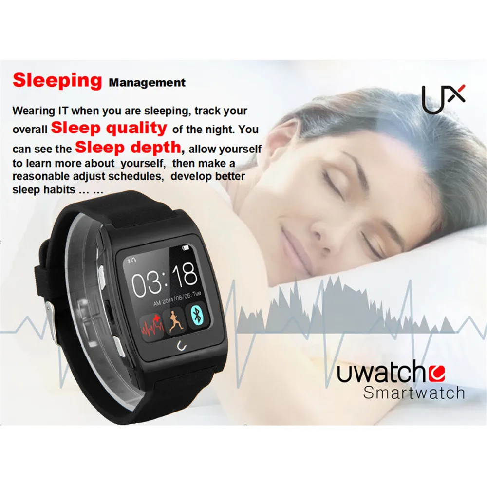 New ! Brand UX Bluetooth Smart Watch SmartWatch Anti-lost/Messages/Calls/Heart Rate/Remote Control/Pedometer for android and ios |