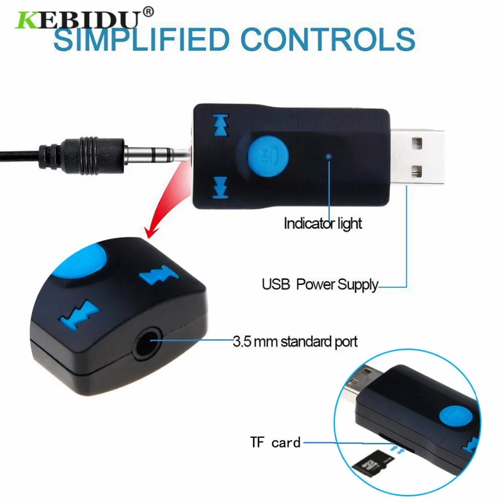USB-приемник kebidu беспроводной адаптер Bluetooth 4 1 аудиоприемник 3 5 мм автомобильный