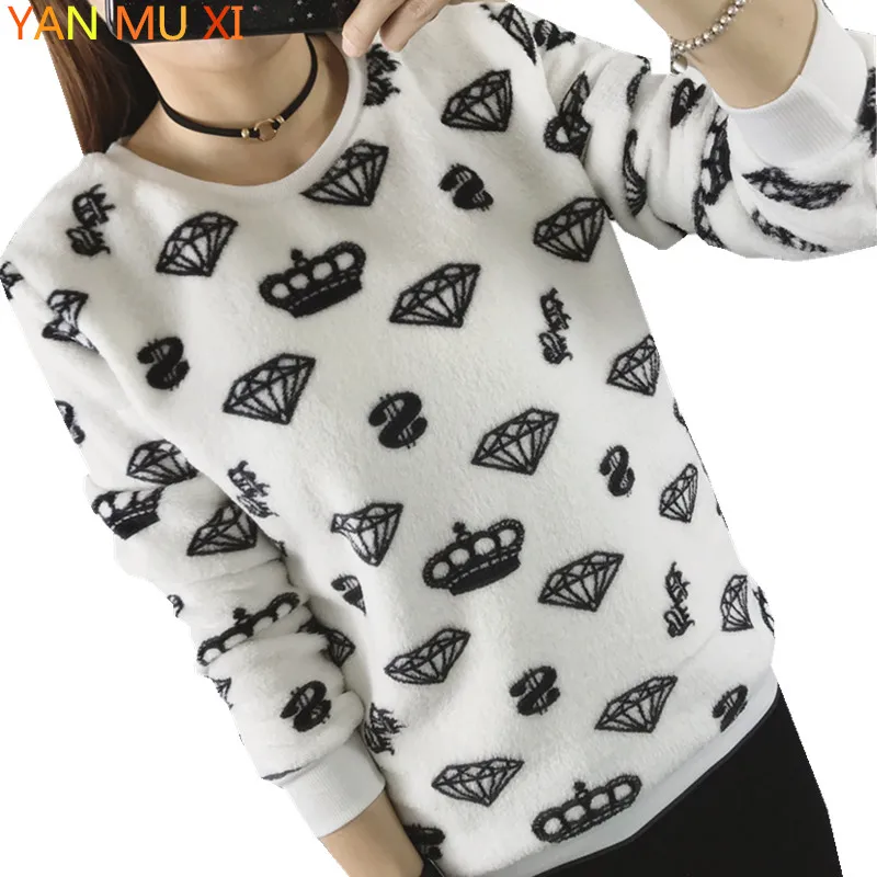 Модный осенне-зимний женский свитер новый бренд YANMUXI 2017 Круглый принт Harajuku