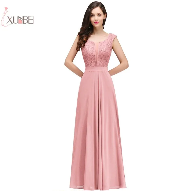 

Elegant Chiffon Applique Long Evening Dress A line Sleeveless Evening Gown robe de soiree longue