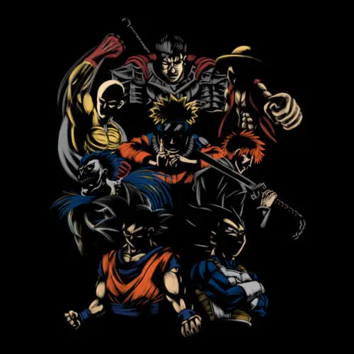 ANIME TEAM UNISEX T-SHIRT | One Pieace Bleach Death Note Dragon Ball Naruto Free shipping Harajuku Tops Fashion Classic Мужская одежда
