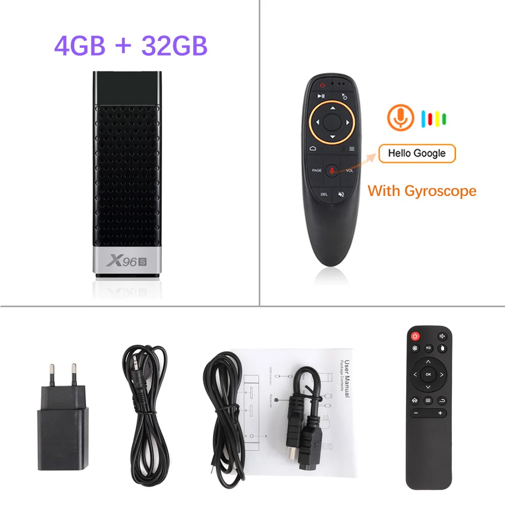 4G 32G G10 Wireless ТВ-палка Android 9,0X96 S 4 ГБ 32 ГБ четырехъядерный процессор Amlogic S905Y2 4K 2,4G& 5GHz двойной Wifi Bluetooth 4,2 1080P H.265 ТВ-палка Android tv - Цвет: 4G 32G G10 Wireless