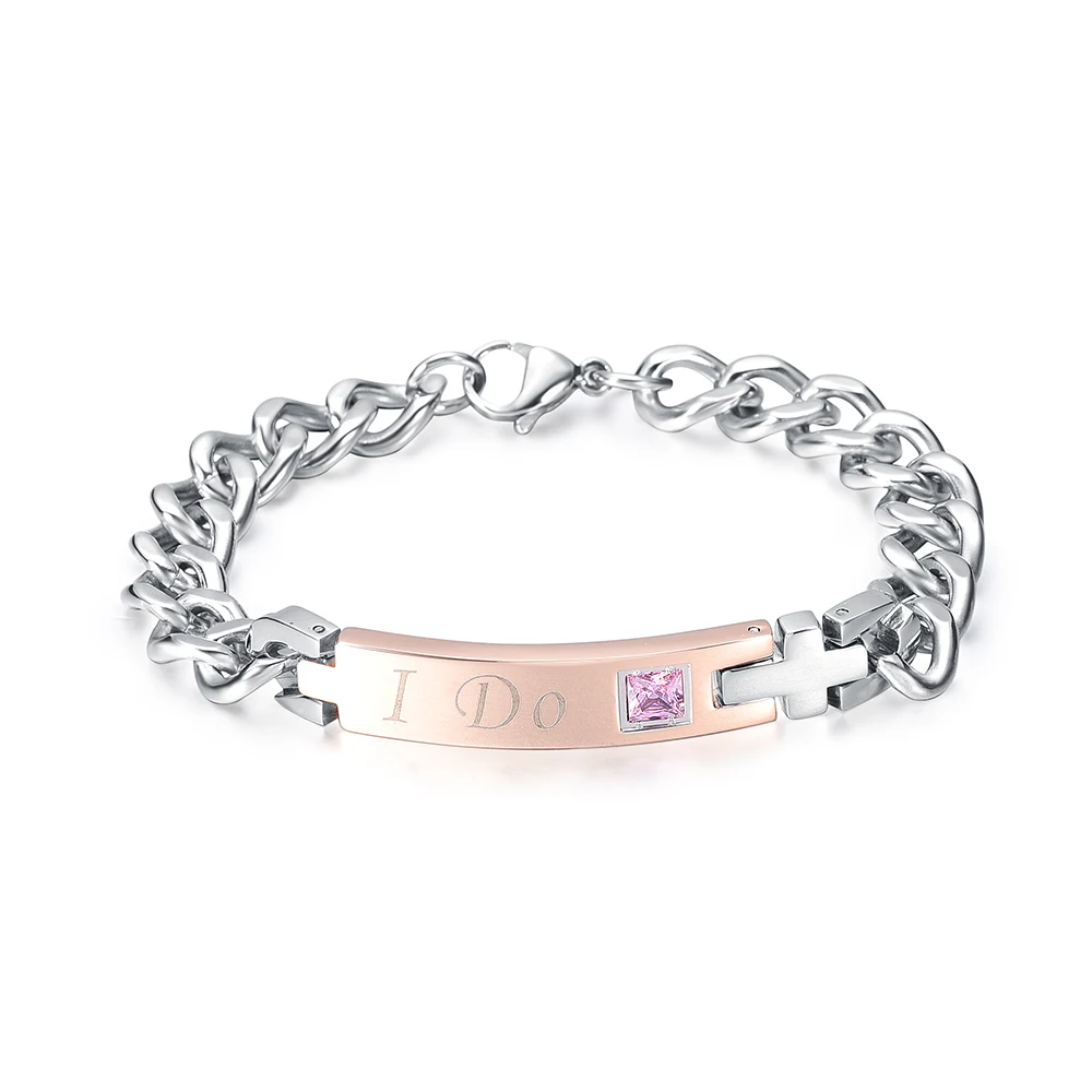 SS0183 &quotI DO&quot 2017 новый стиль браслет из нержавеющей стали с цепочкой для пар