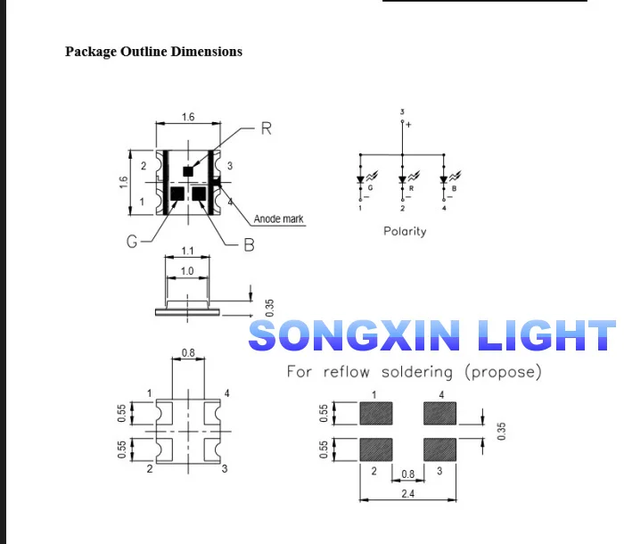 100 шт./лот SMD 0603 RGB светодиоды с общим анодом бесплатная доставка 0606 светодиодные