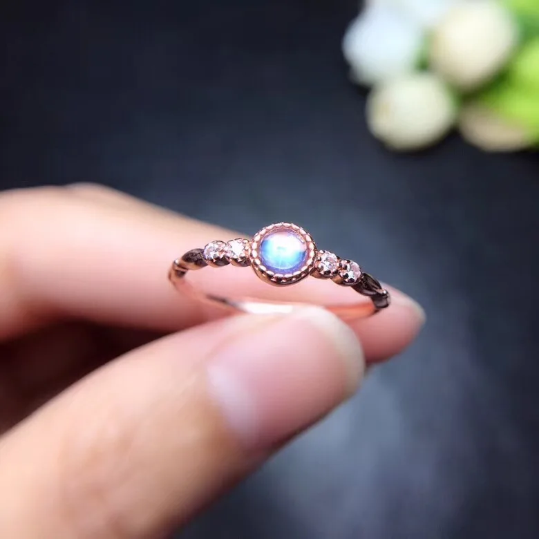 Uloveido натуральный лунный камень синего цвета кольцо простое и изысканное хорошее