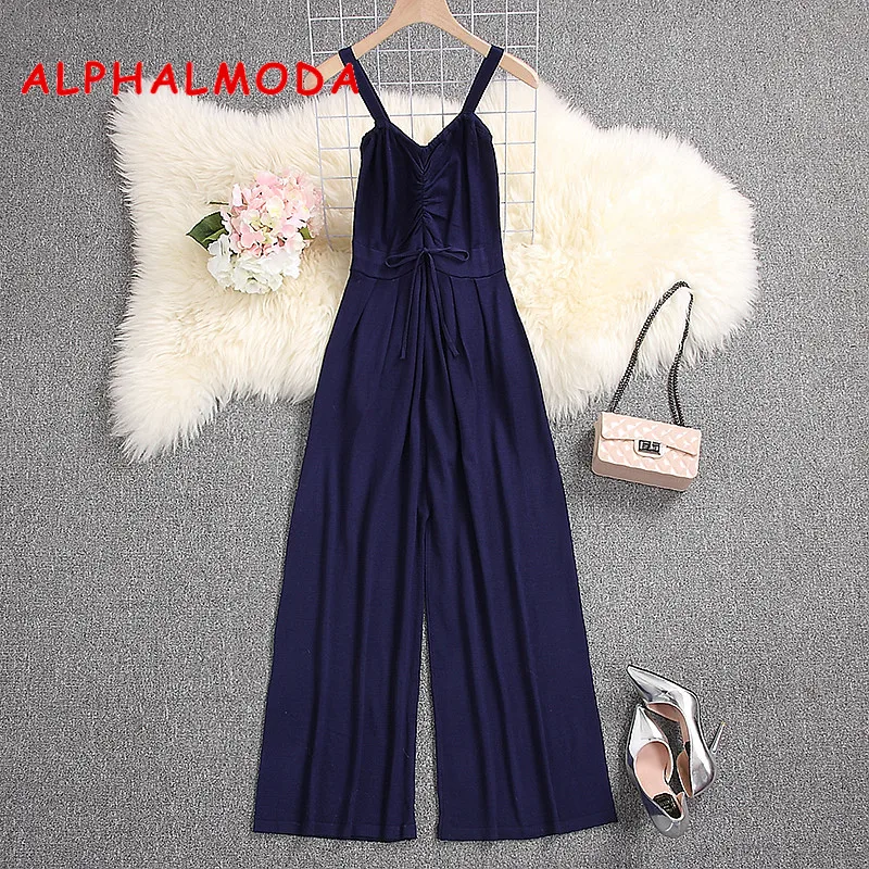 ALPHALMODA весенне-летние женские повседневные трикотажные Комбинезоны на шнурке с