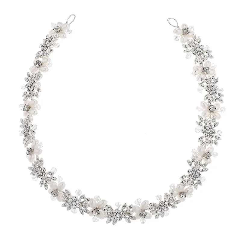 CC ободок для волос Корона с бусинами из горного хрусталя Свадебные аксессуары