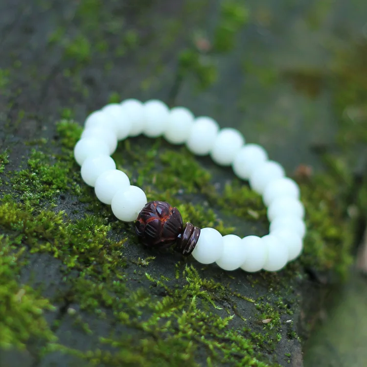 Эластичный браслет на запястье модный белый корень дерева Бодхи бусы новый