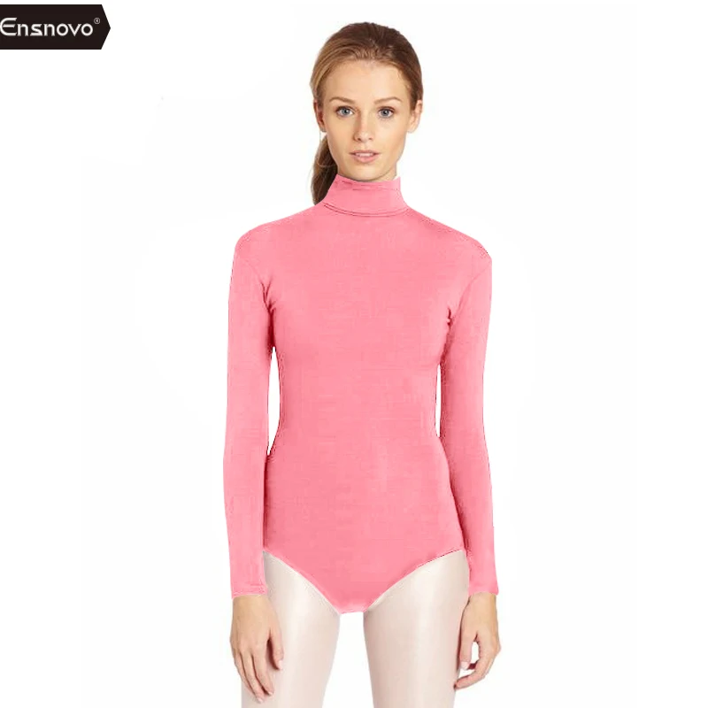 Pink Ensnovo женский гимнастический купальник балет без рукавов костюмы лайкра на заказ Кожа Комбинезон танцевальная одежда боди костюм - Цвет: Pink