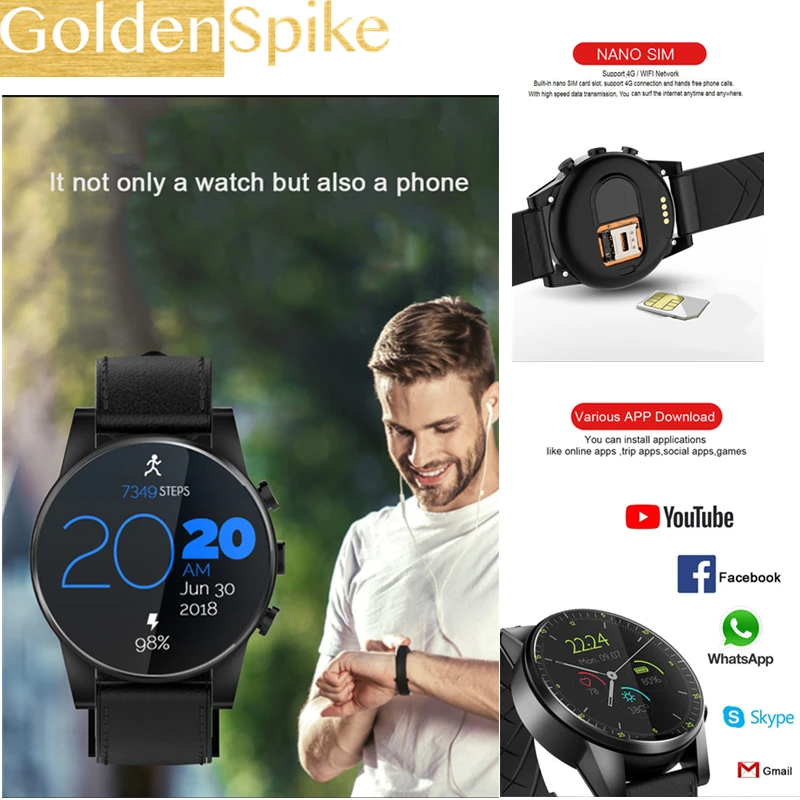 2019 классно! 360 4g Смарт часы Для мужчин Android 7 1 WI FI 3 ГБ + 32 IP67 Водонепроницаемый 6