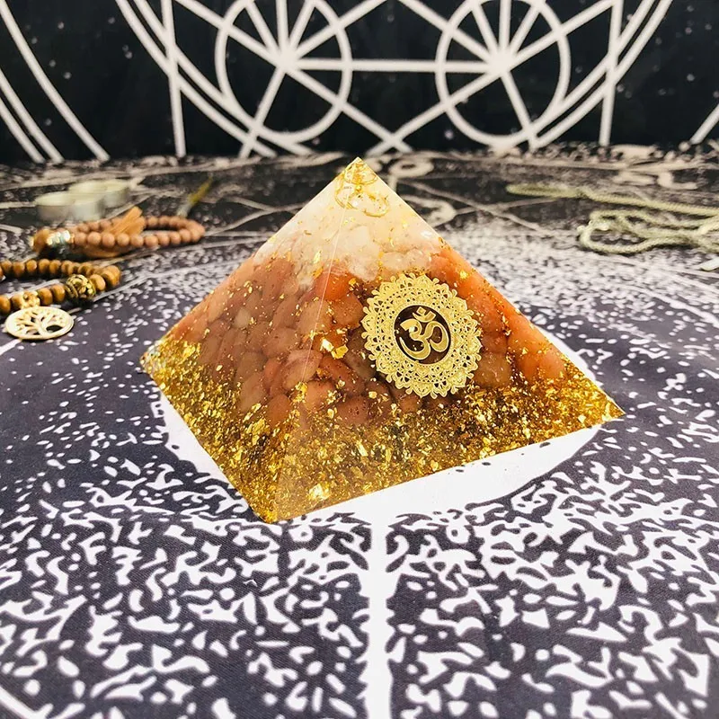 Orgonite Пирамида Raziel Svadisthara чакра натуральный белый кристалл авантюрин увеличение