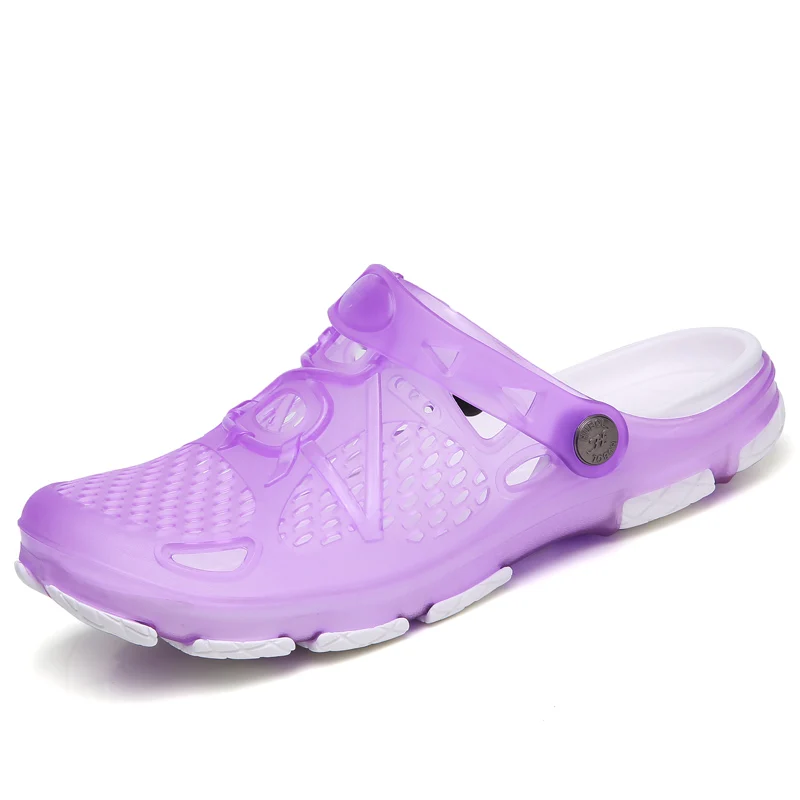 Purple Женские босоножки; летние шлепанцы; Новинка года; женская пляжная Повседневная обувь; Недорогие женские сандалии; водонепроницаемая обувь; Sandalia women - Цвет: Purple